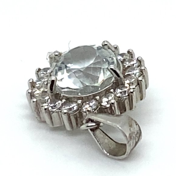 Aquamarine 3.05ct White Gold Finish Solid 925 Sterling Silver Pendant - Picture 6 of 8